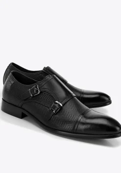 Double monki ze skóry naturalnej czarne><noscript><img width=