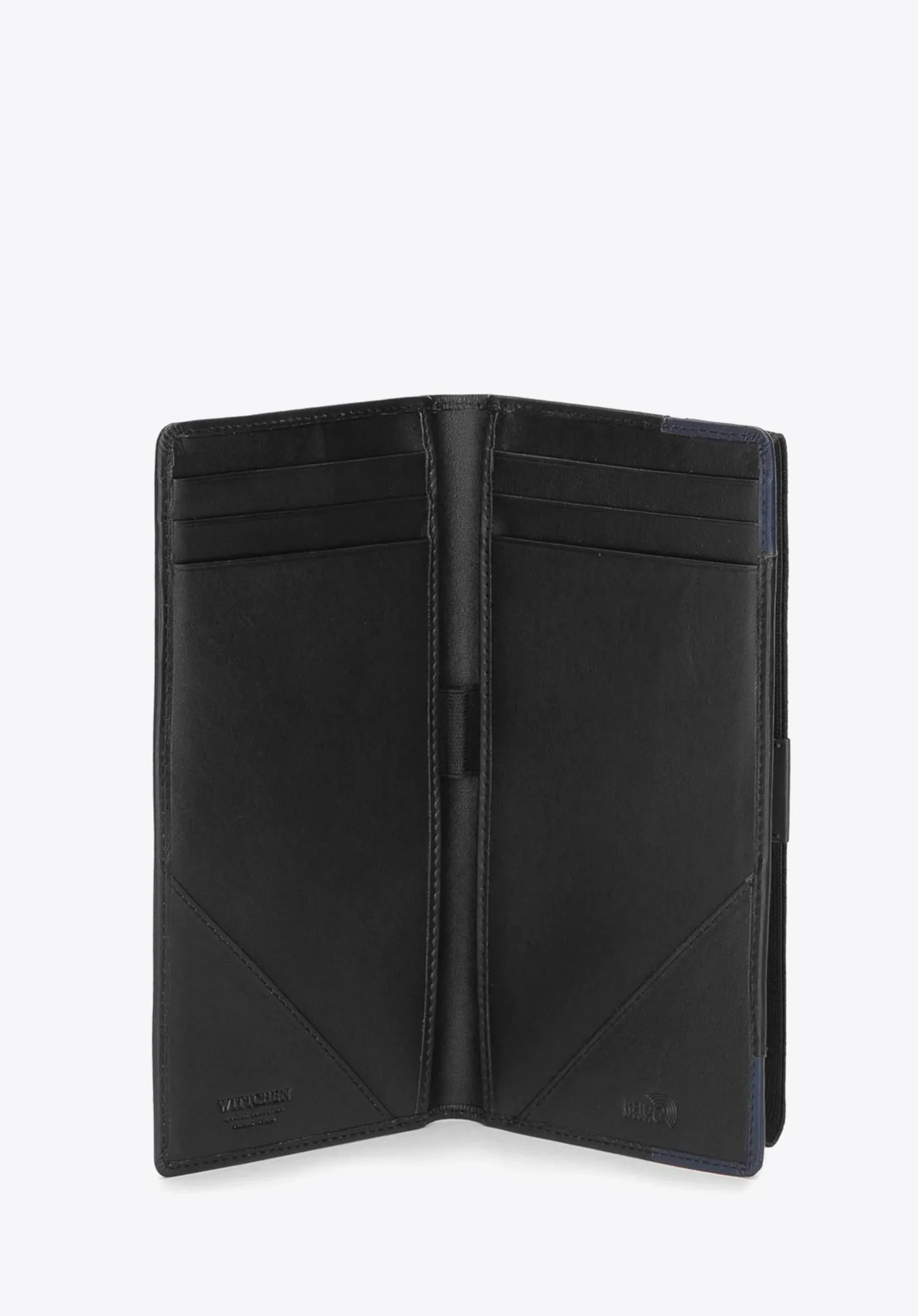 Etui na dokumenty skórzane z naszywką z logo czarno-granatowe>WITTCHEN Outlet
