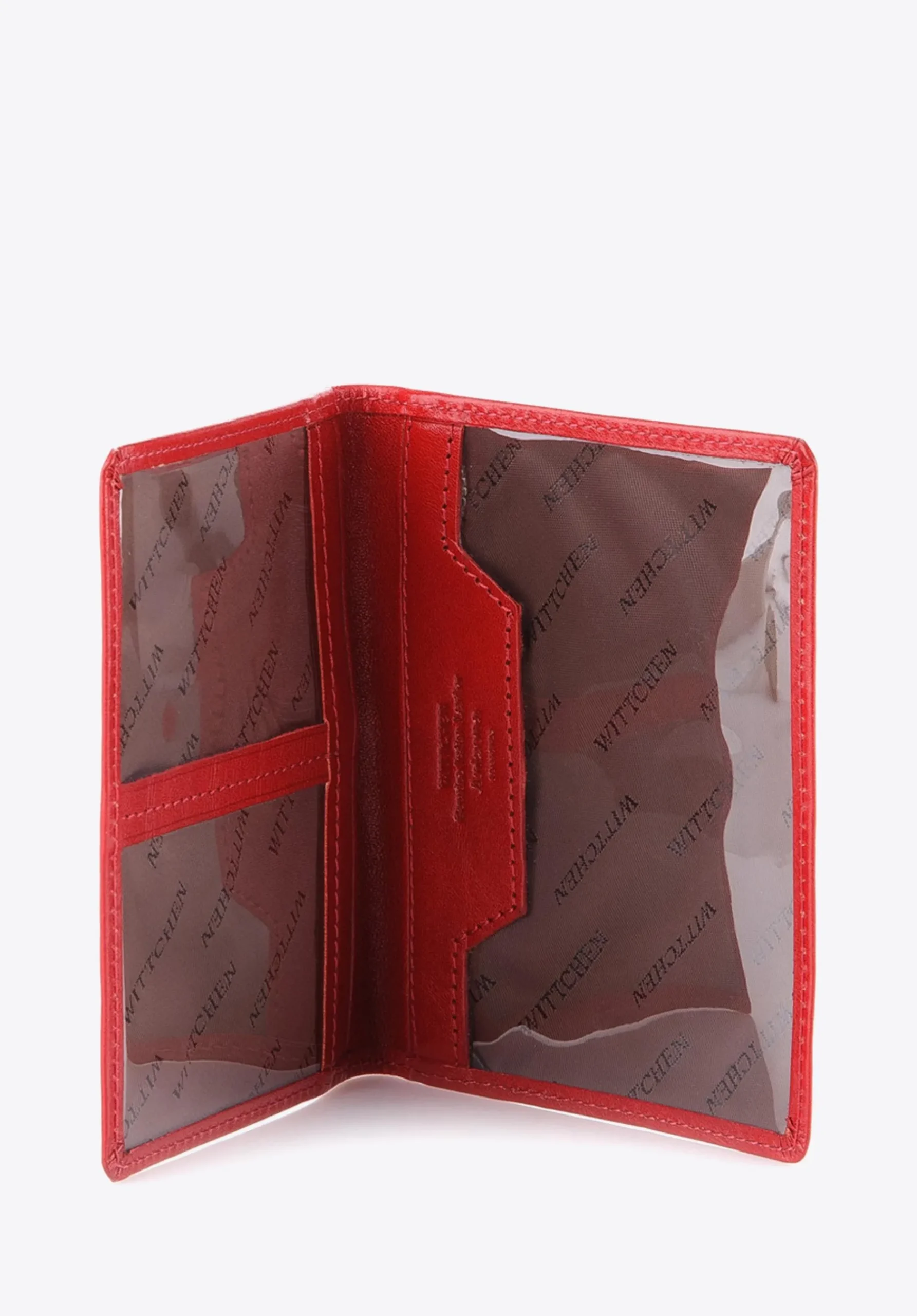 Etui na dokumenty skórzane z transparentnymi kieszeniami czerwone>WITTCHEN Discount
