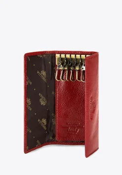 Etui na klucze skórzane na zatrzaski czerwone><noscript><img width=
