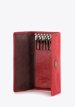 Etui na klucze ze skóry z herbem czerwone><noscript><img data-lazyloaded=