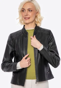 Klasyczna damska kurtka ze skóry czarna>WITTCHEN Fashion