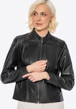 Klasyczna damska kurtka ze skóry czarna>WITTCHEN Fashion