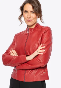 Klasyczna damska kurtka ze skóry czerwona>WITTCHEN Fashion