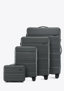 Komplet walizek z ABS - u w poziome pasy szary>WITTCHEN Outlet
