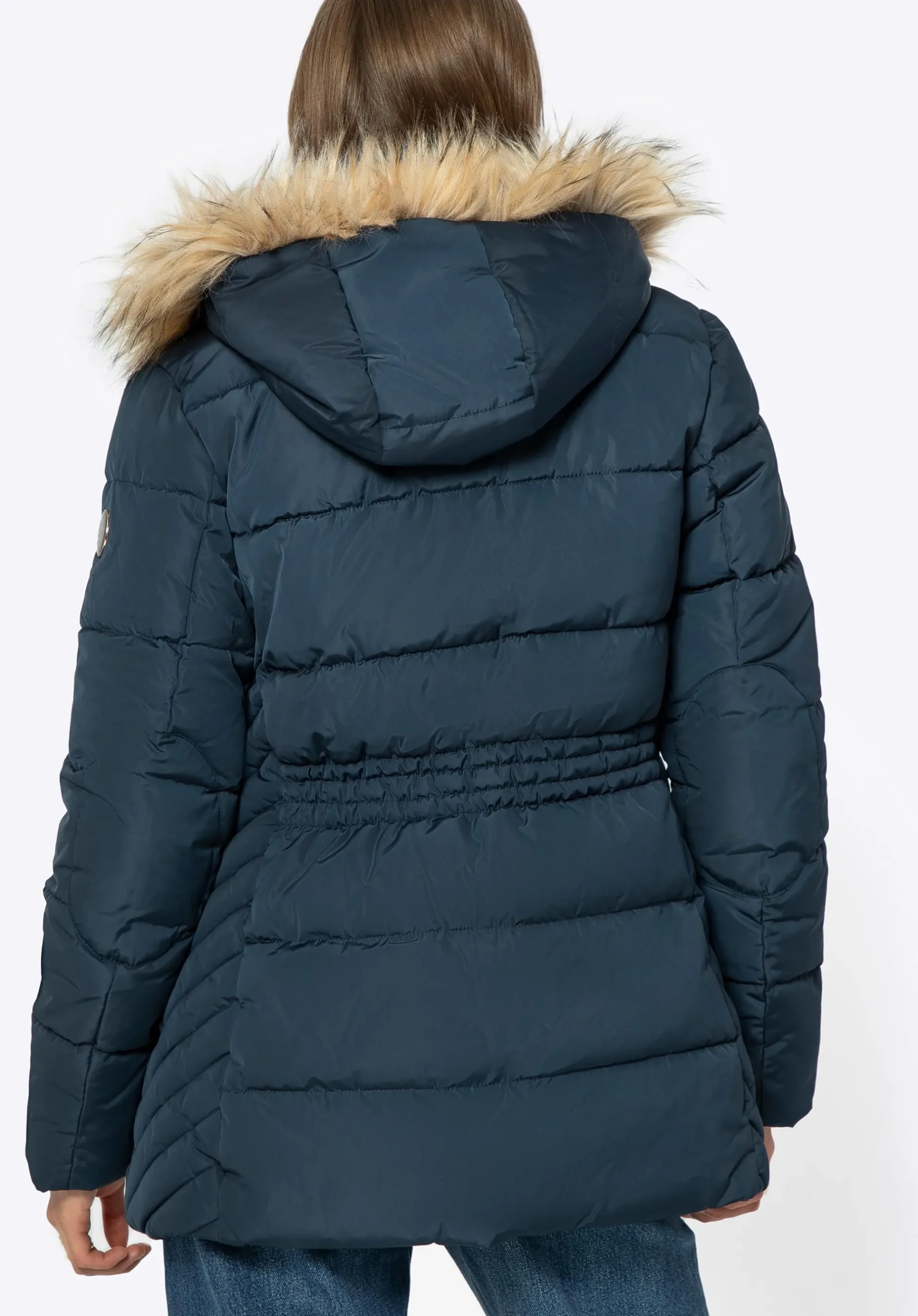 Kurtka damska pikowana z monogramem granatowa>WITTCHEN Fashion
