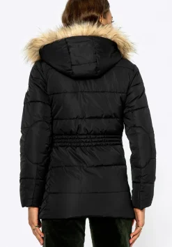 Kurtka damska pikowana z monogramem czarna><noscript><img data-lazyloaded=
