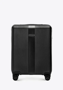 Mała walizka z polikarbonu w pionowe tłoczenia czarna>WITTCHEN Online