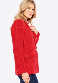 Marynarka z tkaniny boucle czerwona><noscript><img width=