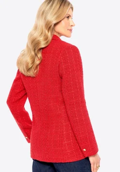 Marynarka z tkaniny boucle czerwona><noscript><img width=
