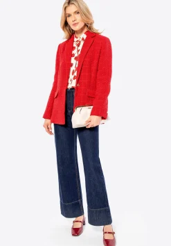 Marynarka z tkaniny boucle czerwona><noscript><img width=