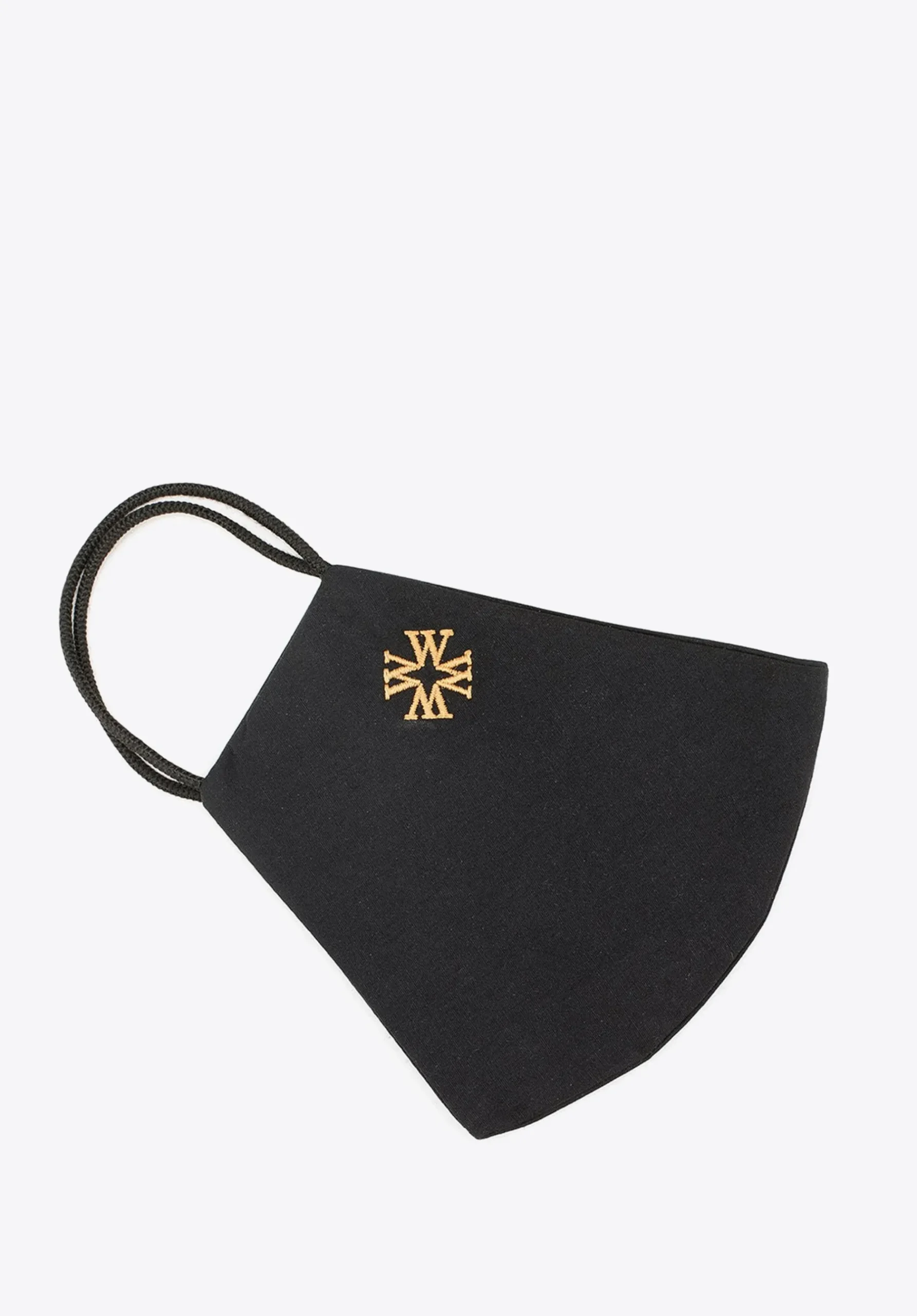 Maseczka bawełniana profilowana ze złotym monogramem czarna>WITTCHEN Discount