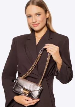 Minitorebka crossbody z połyskującej ekoskóry szara>WITTCHEN Fashion