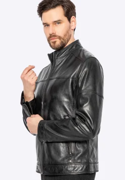 Męska kurtka biker ze skóry naturalnej czarna>WITTCHEN Discount