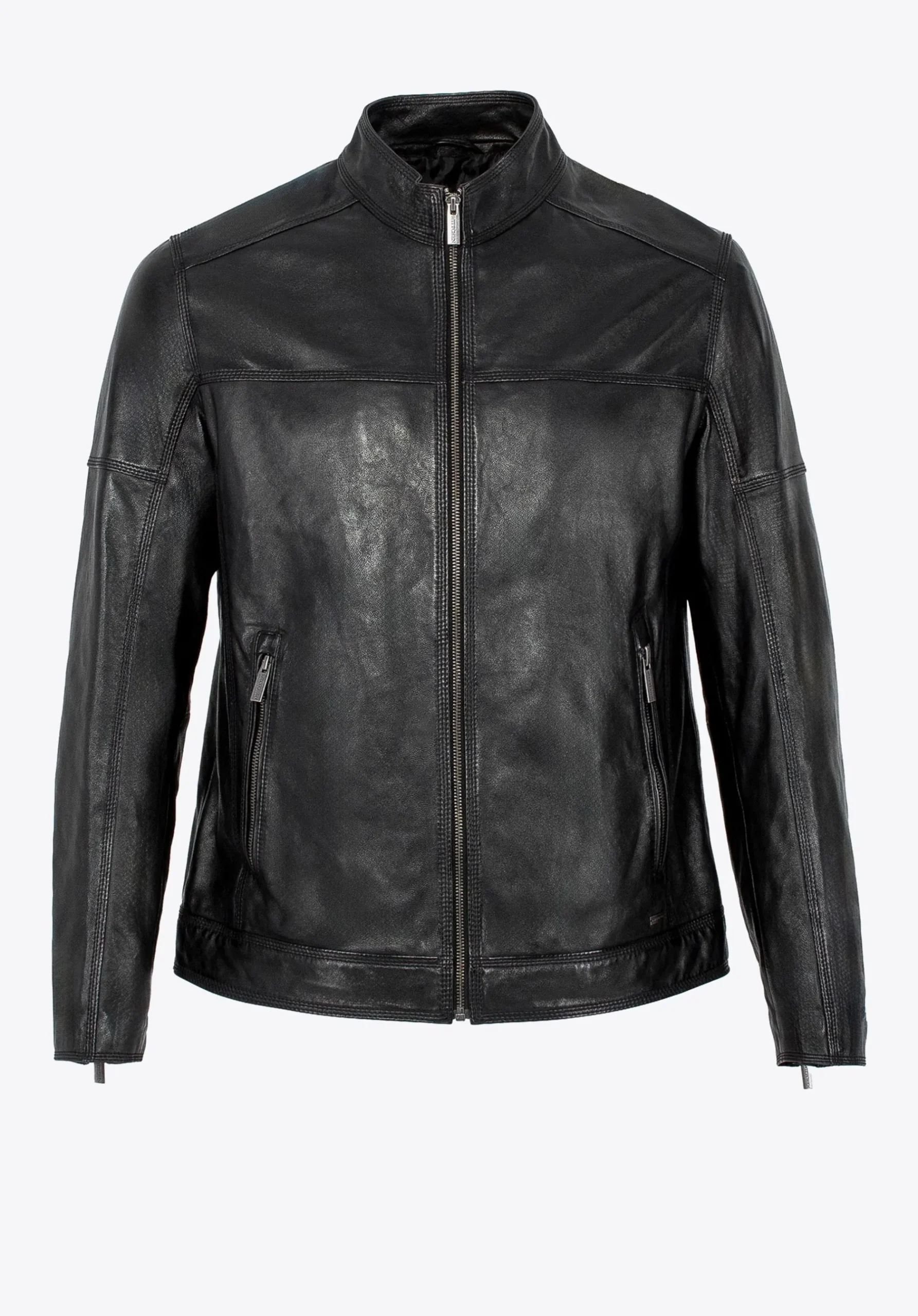 Męska kurtka biker ze skóry naturalnej czarna>WITTCHEN Discount