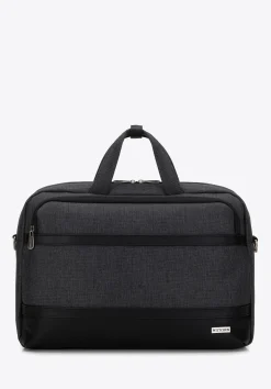 Męska torba na laptopa 15,6” z lamówką z ekoskóry czarna>WITTCHEN New