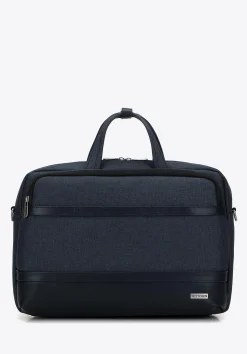 Męska torba na laptopa 15,6” z lamówką z ekoskóry granatowa>WITTCHEN Best