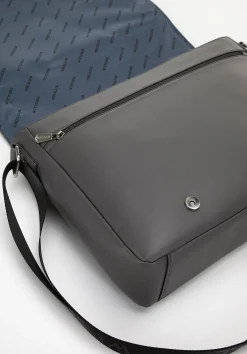 Męska torba na laptopa 13” z matowej ekoskóry na ramię szara><noscript><img width=