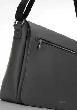 Męska torba na laptopa 13” z matowej ekoskóry na ramię szara><noscript><img width=