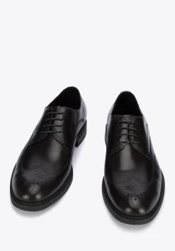 Męskie buty brogsy skórzane z płaskim szwem czarne>WITTCHEN Sale