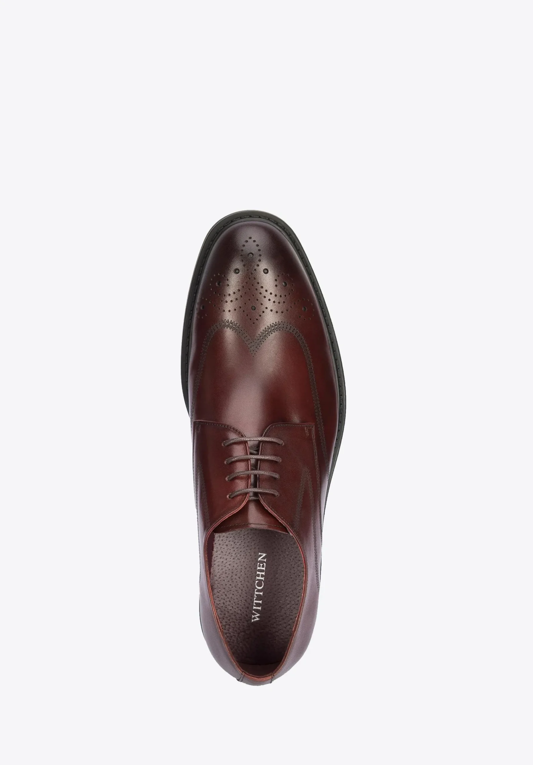 Męskie buty brogsy skórzane z płaskim szwem bordowe>WITTCHEN Outlet