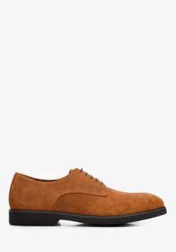 Męskie buty derby z tłoczonego zamszu brązowe>WITTCHEN Sale