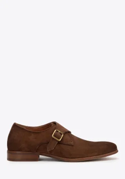 Męskie buty monki ze skóry zamszowej ciemny brąz>WITTCHEN Outlet