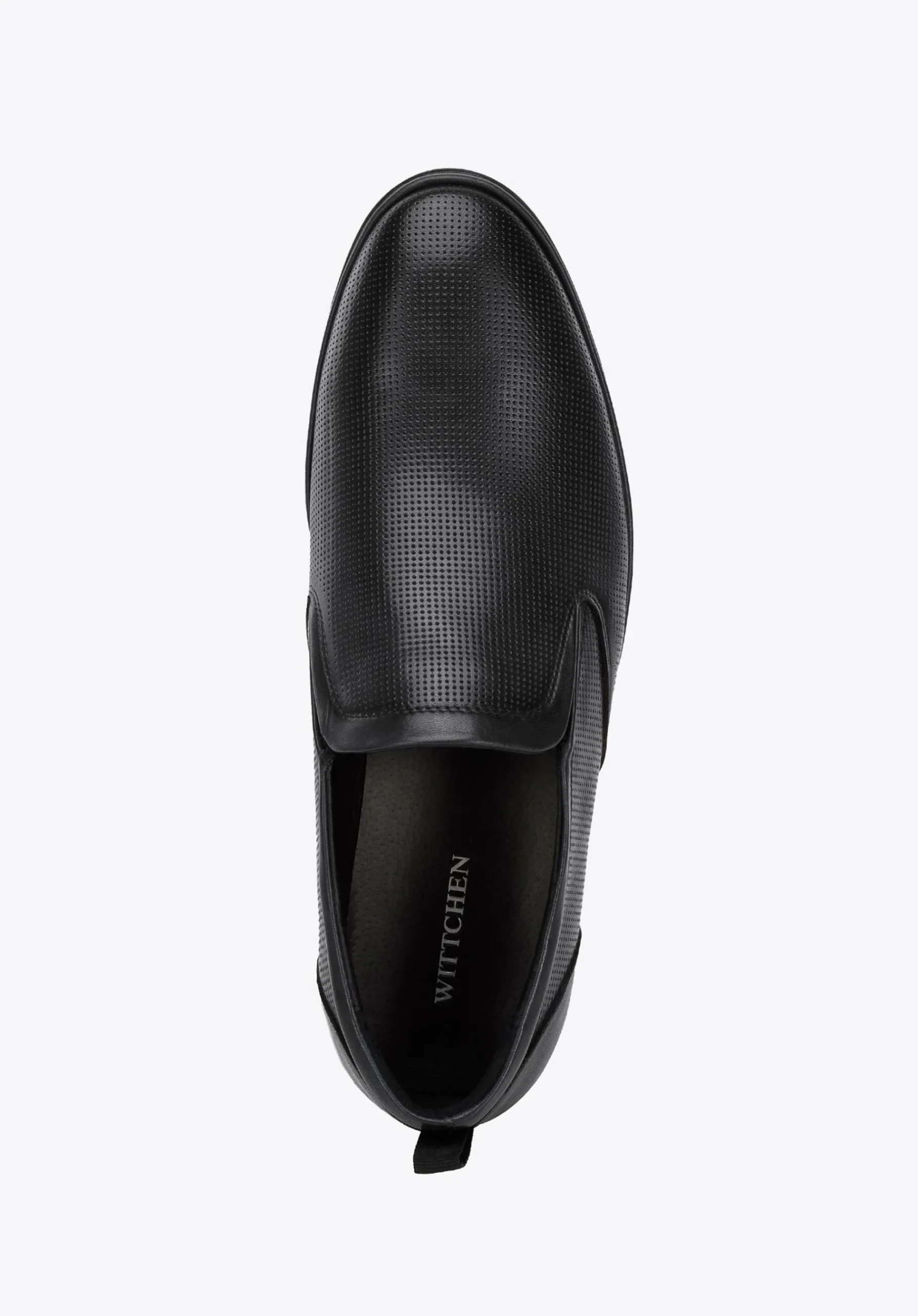 Męskie półbuty z perforowanej skóry z gumkami czarne>WITTCHEN Fashion
