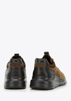 Męskie sneakersy na lekkiej podeszwie brązowe><noscript><img width=