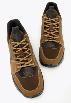 Męskie sneakersy na lekkiej podeszwie brązowe><noscript><img width=