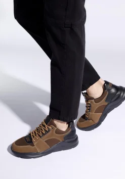 Męskie sneakersy na lekkiej podeszwie brązowe><noscript><img width=