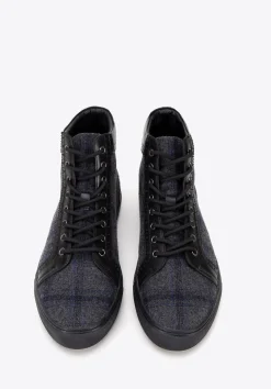 Męskie sneakersy skórzane wysokie czarne><noscript><img width=