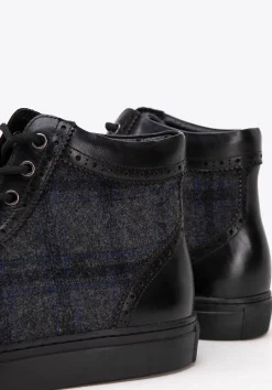 Męskie sneakersy skórzane wysokie czarne><noscript><img width=