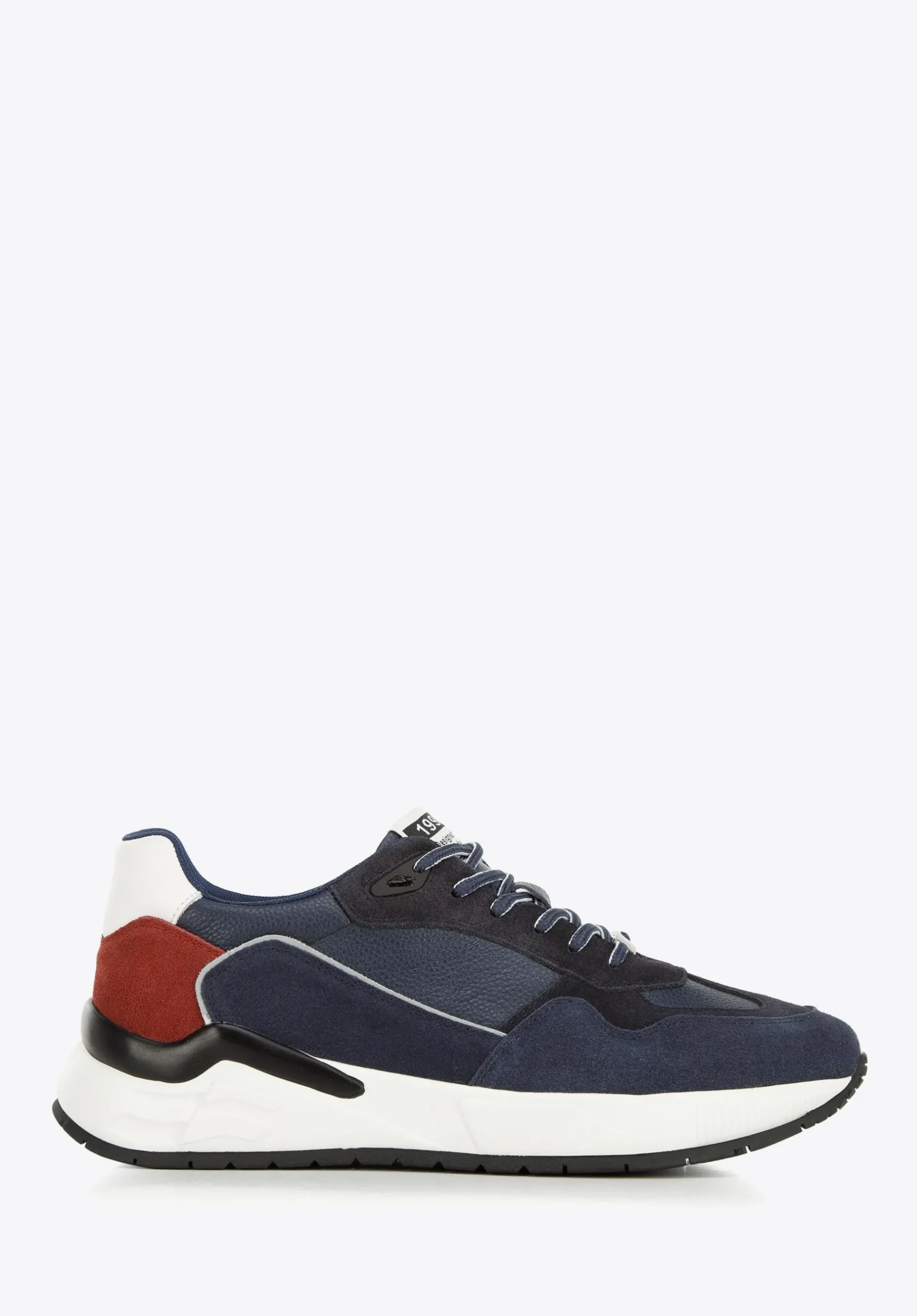 Męskie sneakersy skórzane z motywem w jodełkę niebiesko-czerwone>WITTCHEN Hot