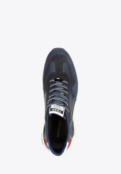 Męskie sneakersy skórzane z motywem w jodełkę niebiesko-czerwone><noscript><img width=