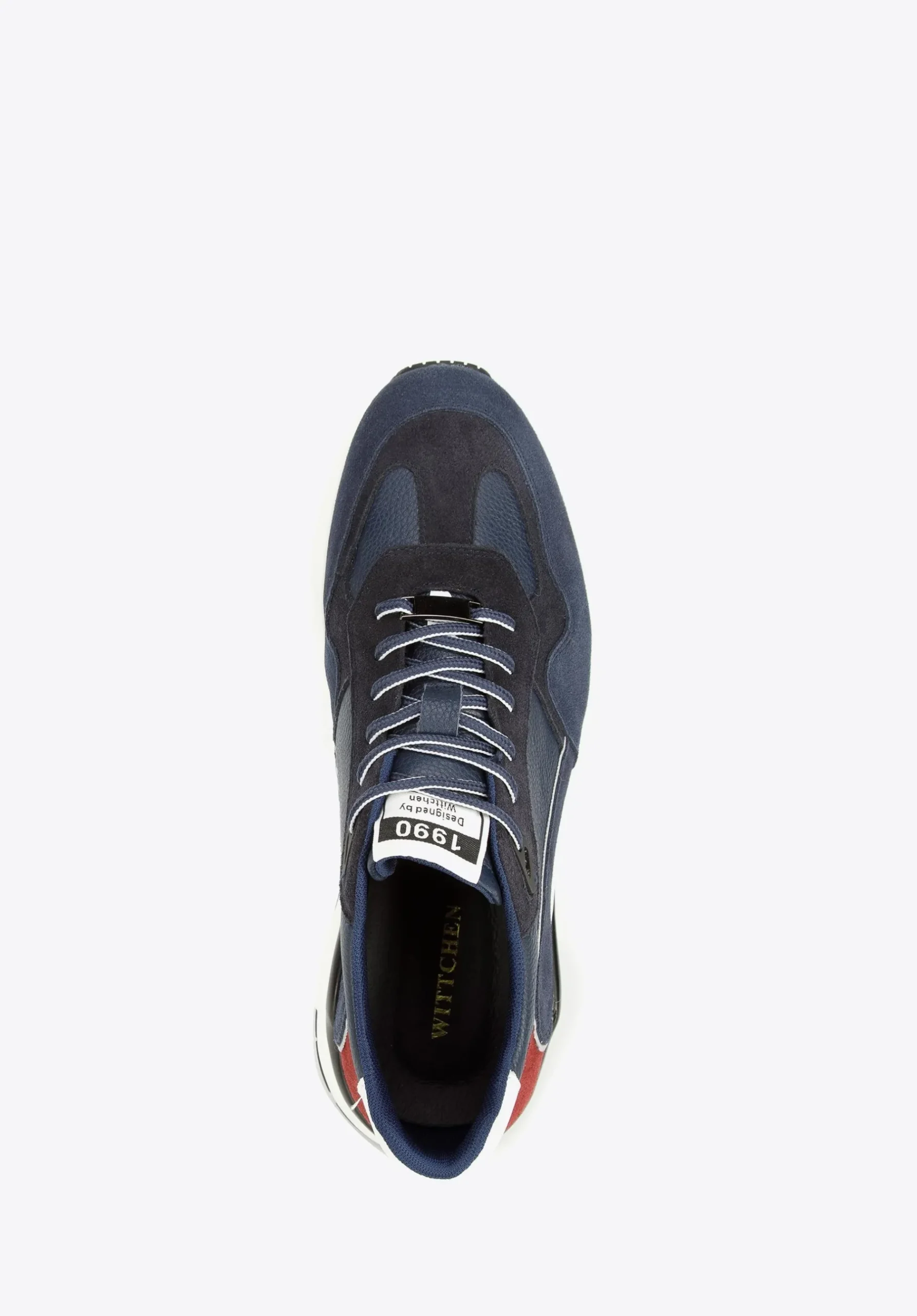 Męskie sneakersy skórzane z motywem w jodełkę niebiesko-czerwone>WITTCHEN Hot