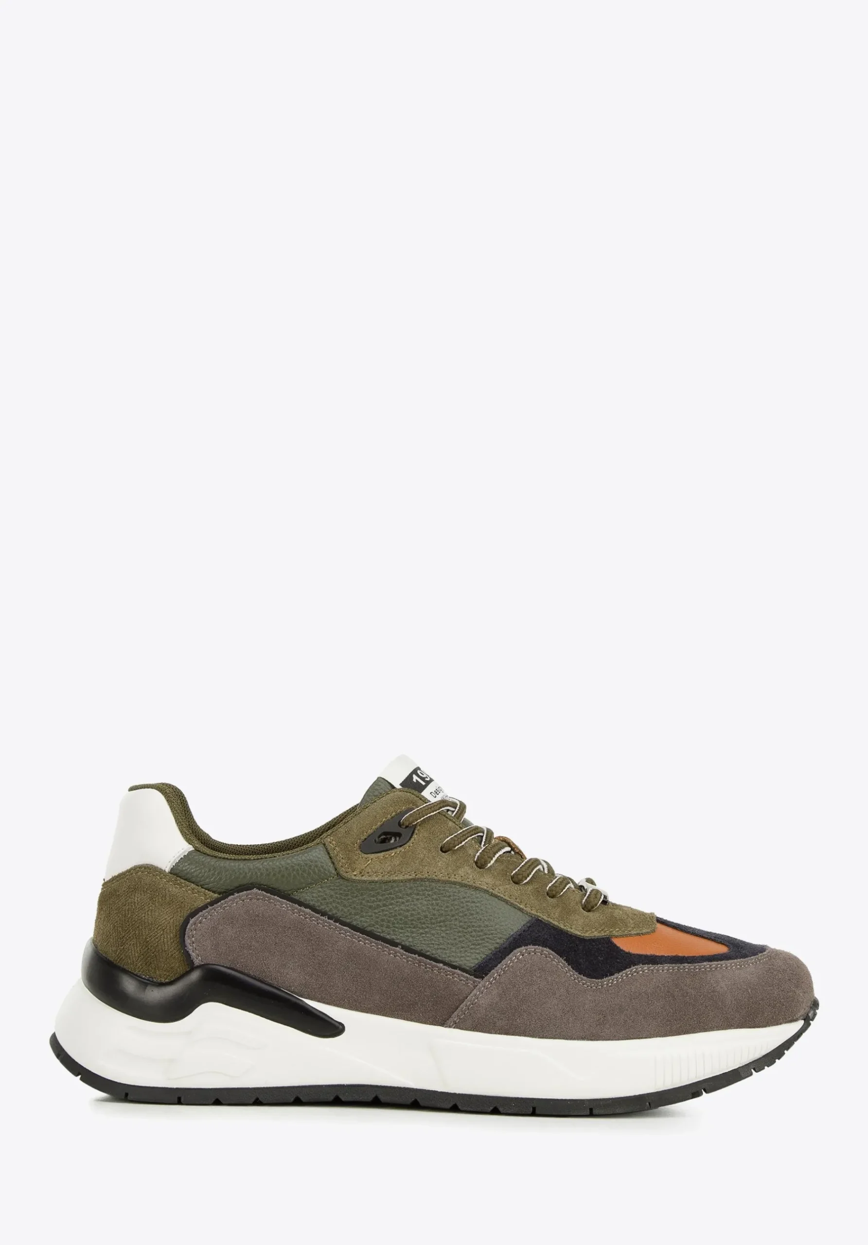 Męskie sneakersy skórzane z motywem w jodełkę zielono-szare>WITTCHEN Discount