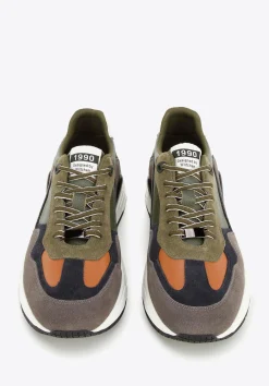Męskie sneakersy skórzane z motywem w jodełkę zielono-szare>WITTCHEN Discount
