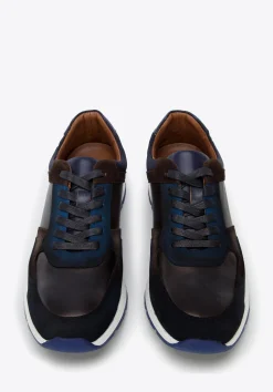Męskie sneakersy z dwóch rodzajów skór cieniowane granatowo-brązowe>WITTCHEN Outlet