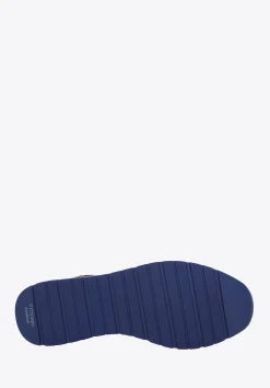 Męskie sneakersy z dwóch rodzajów skór cieniowane granatowo-brązowe><noscript><img width=