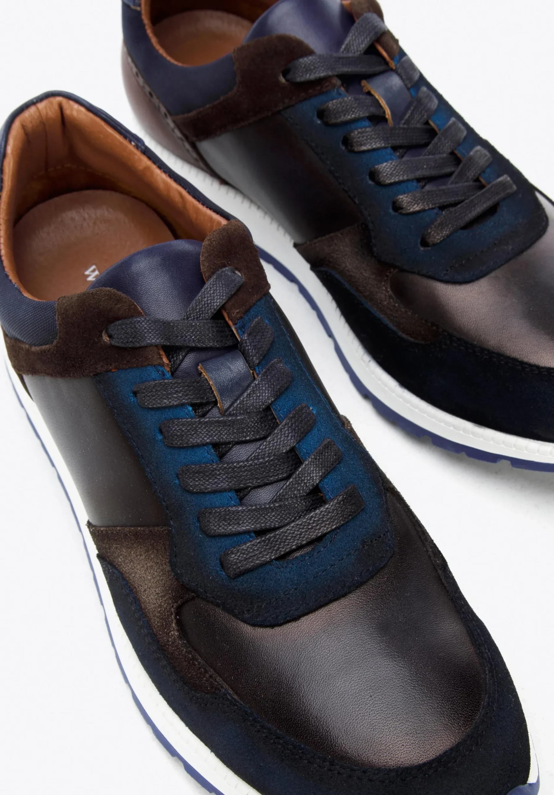 Męskie sneakersy z dwóch rodzajów skór cieniowane granatowo-brązowe>WITTCHEN Outlet