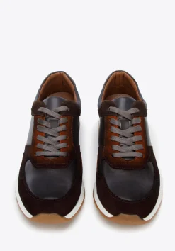 Męskie sneakersy z dwóch rodzajów skór cieniowane brązowo-szare>WITTCHEN New