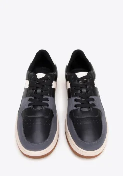 Męskie sneakersy z ekoskóry czarno - szare><noscript><img width=