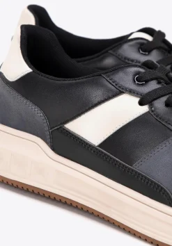 Męskie sneakersy z ekoskóry czarno - szare><noscript><img width=