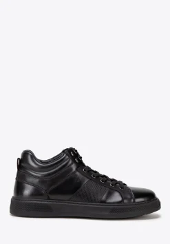 Męskie sneakersy ze skóry naturalnej sznurowane czarne>WITTCHEN Sale