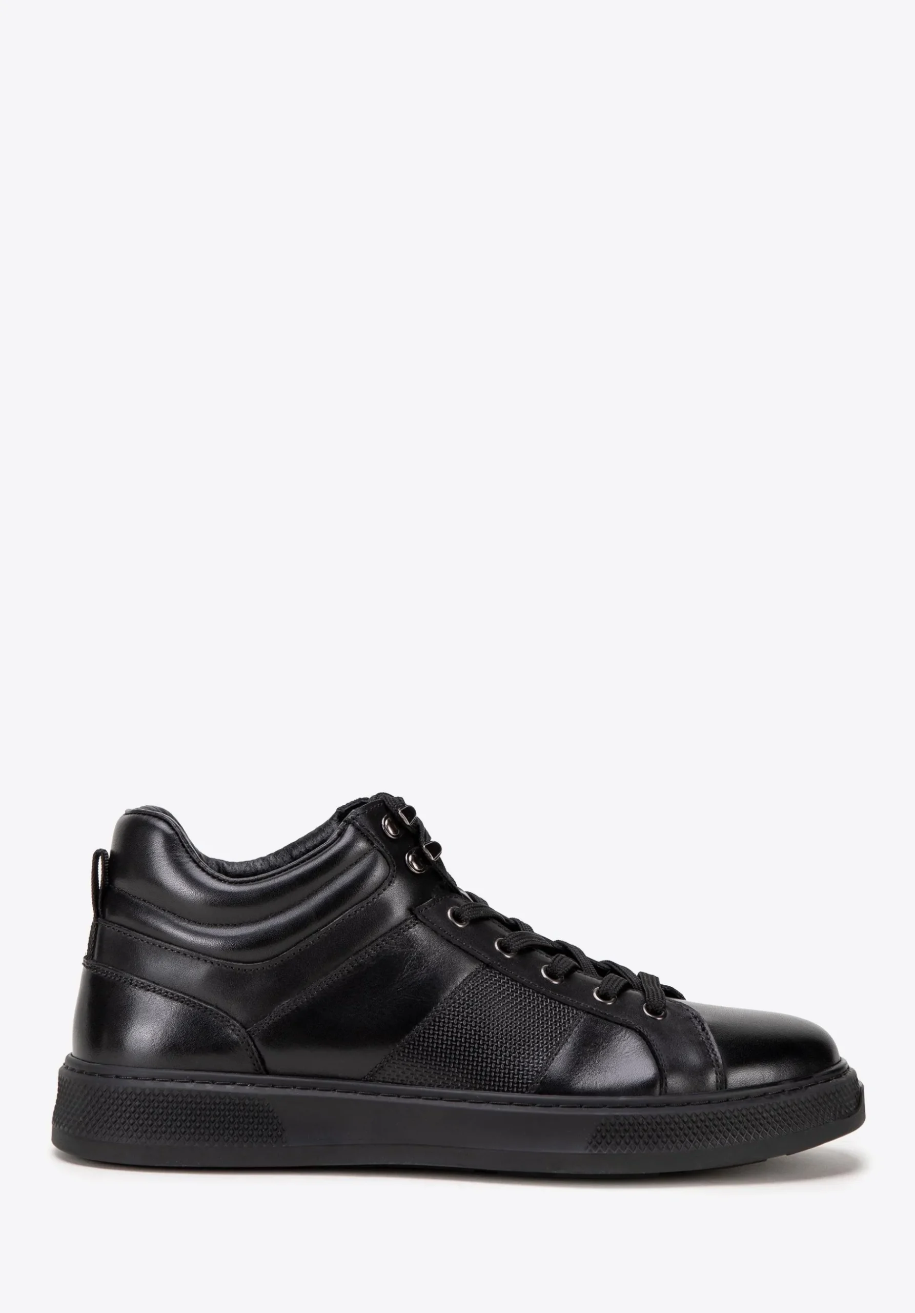 Męskie sneakersy ze skóry naturalnej sznurowane czarne>WITTCHEN Sale