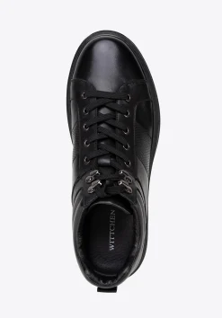 Męskie sneakersy ze skóry naturalnej sznurowane czarne><noscript><img width=