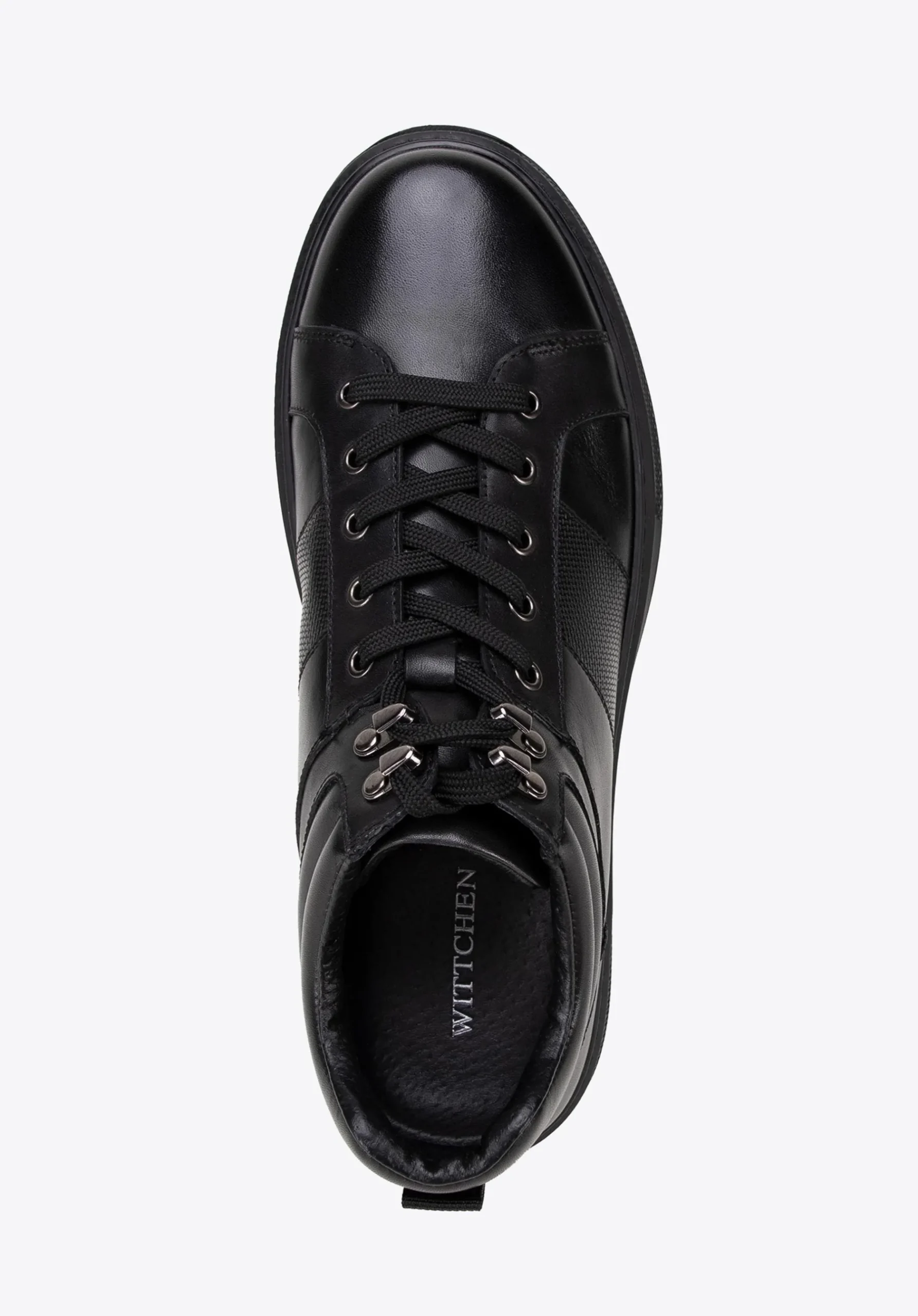 Męskie sneakersy ze skóry naturalnej sznurowane czarne>WITTCHEN Sale