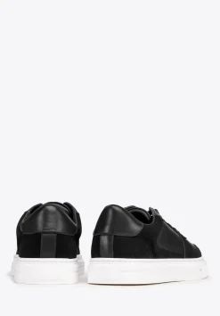 Męskie sneakersy ze skóry z perforacjami czarne><noscript><img width=