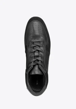 Męskie sneakersy ze skóry z perforacjami czarne><noscript><img width=